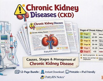 Anotações de enfermagem sobre Doença Renal Crônica (DRC) (Sem diálise e Transplante Renal)