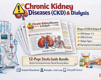 Guia de estudo sobre Doença Renal Crônica (DRC) | diálise, TFG, Notas de Enfermagem Renal | 12 páginas