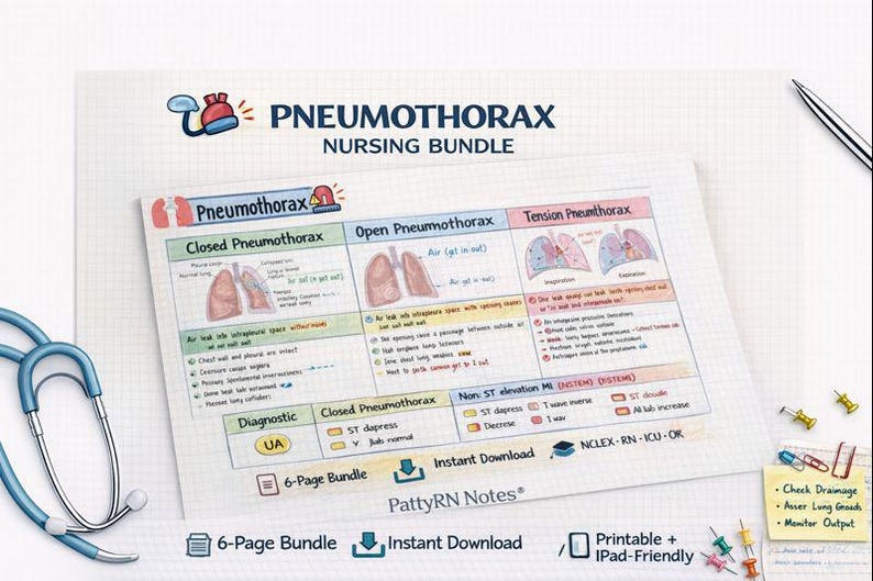 Pneumothorax & Chest Tube Nursing Study Guide - Etsy