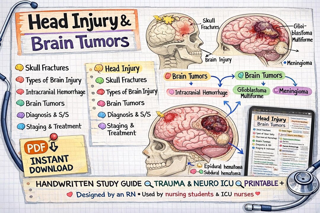 Head Injury & Brain Tumors | Trauma Neuro ICU | Handwritten Study Guide ...