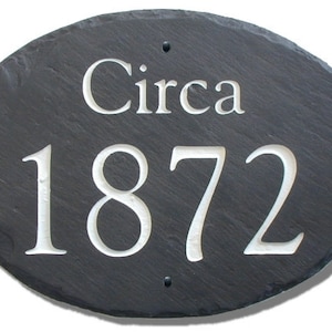 Slate House Marker ADDRESS Sign Plaque CARVED Stone / Date Circa /  #MA-2SB