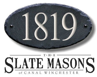 SLATE House Numbers ( Carved Stone ) Marker / Home Address Sign plaque Custom Modern outdoor