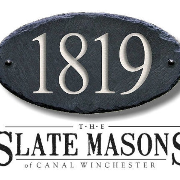 SLATE House Numbers ( Carved Stone ) Marker / Home Address Sign plaque Custom Modern outdoor