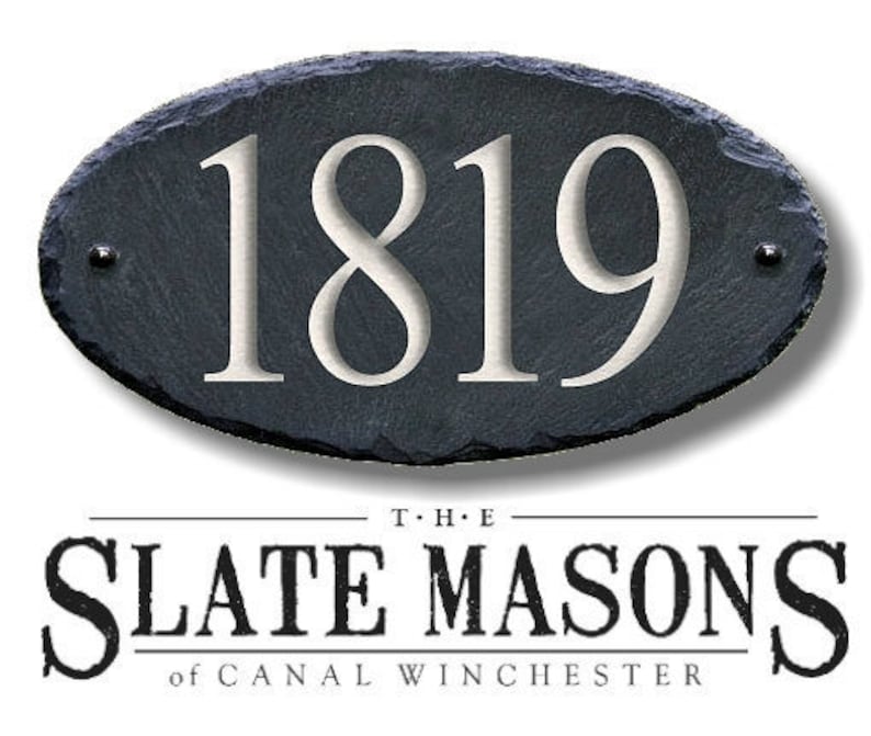 SLATE House Numbers Carved Stone Marker / Home Address Sign plaque Custom Modern outdoor image 1