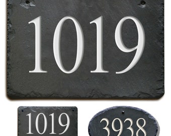 STONE ADDRESS Plaque Marker / Carved House Slate / Circa /  Personalized sign #MA-3SB
