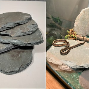 6ct SLATE Basking warming Stone Hide Reptile snake Rock tortoise AQUARIUM Fish Tank Craft