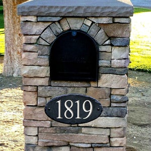 SLATE House Numbers Carved Stone Marker / Home Address Sign plaque Custom Modern outdoor image 2