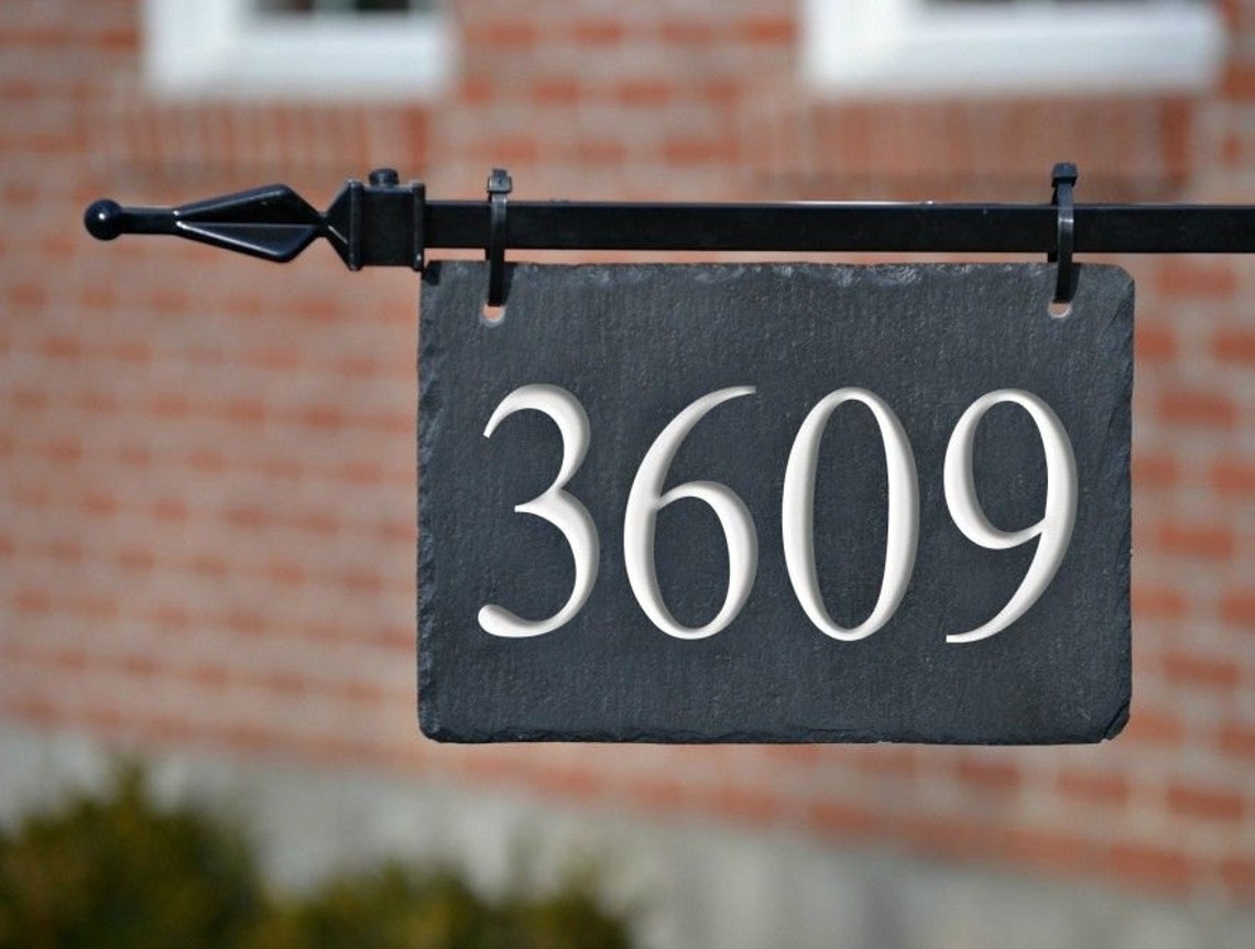 HANGING House Numbers Mailbox Lamppost Carved Stone Address Etsy