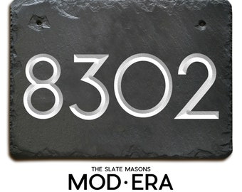 Carved  MODERN SLATE ADDRESS Plaque House numbers /  Personalized sign / Marker