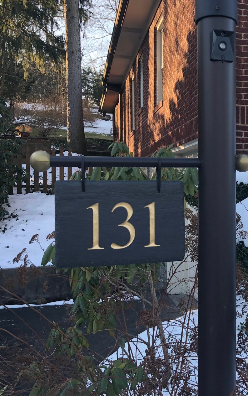 HANGING House Numbers Mailbox Lamppost Carved Stone Address Etsy