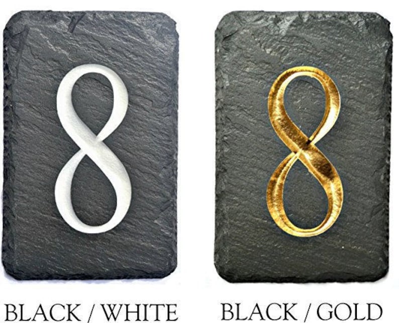 SLATE House Numbers Carved Stone Marker / Home Address Sign plaque Custom Modern outdoor image 5