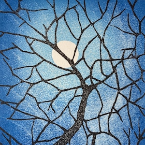 Japanese moons: Sakura - stampa xilografica Giapponese originale numerata