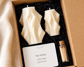 Set de regalo de velas Hostess, velas de soja onduladas, caja de regalo para inauguración de casa, regalo de agradecimiento para ella.