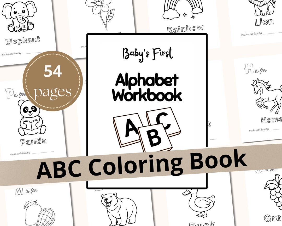 Babys First Abc Book ABC Coloring Book Baby Shower Coloring Book ...