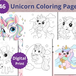 Unicorn Coloring Book for Kids: Printable Fantasy Magic Sheets & Girls Fun Activity Pages