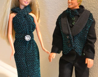 Evening outfits for 11 inch dolls, such as Ken and Barbie/SOLD AS A SET