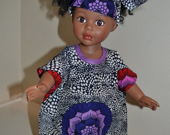 Caftan and headwrap for 18 inch doll