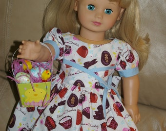 Easter dress and hair bow for 18 inch doll
