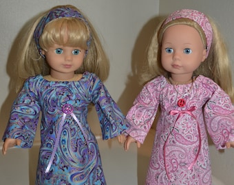 On Sale/Hippie empire dress with headband for 18 inch doll/EACH SOLD SEPARATELY