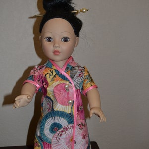 Asian style dress with hair stick for 18 inch doll