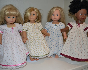 4 rosebud nightgowns for 18 inch doll/PRICED SEPARATELY