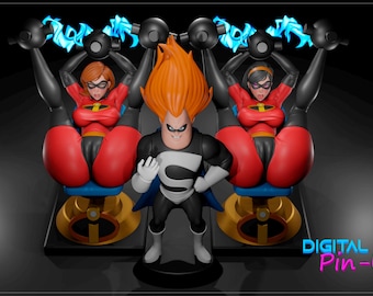 Elastigirl & Invisigirl - 20 cm (SFW/NSFW/FUTA) - Digitala mörka pinups