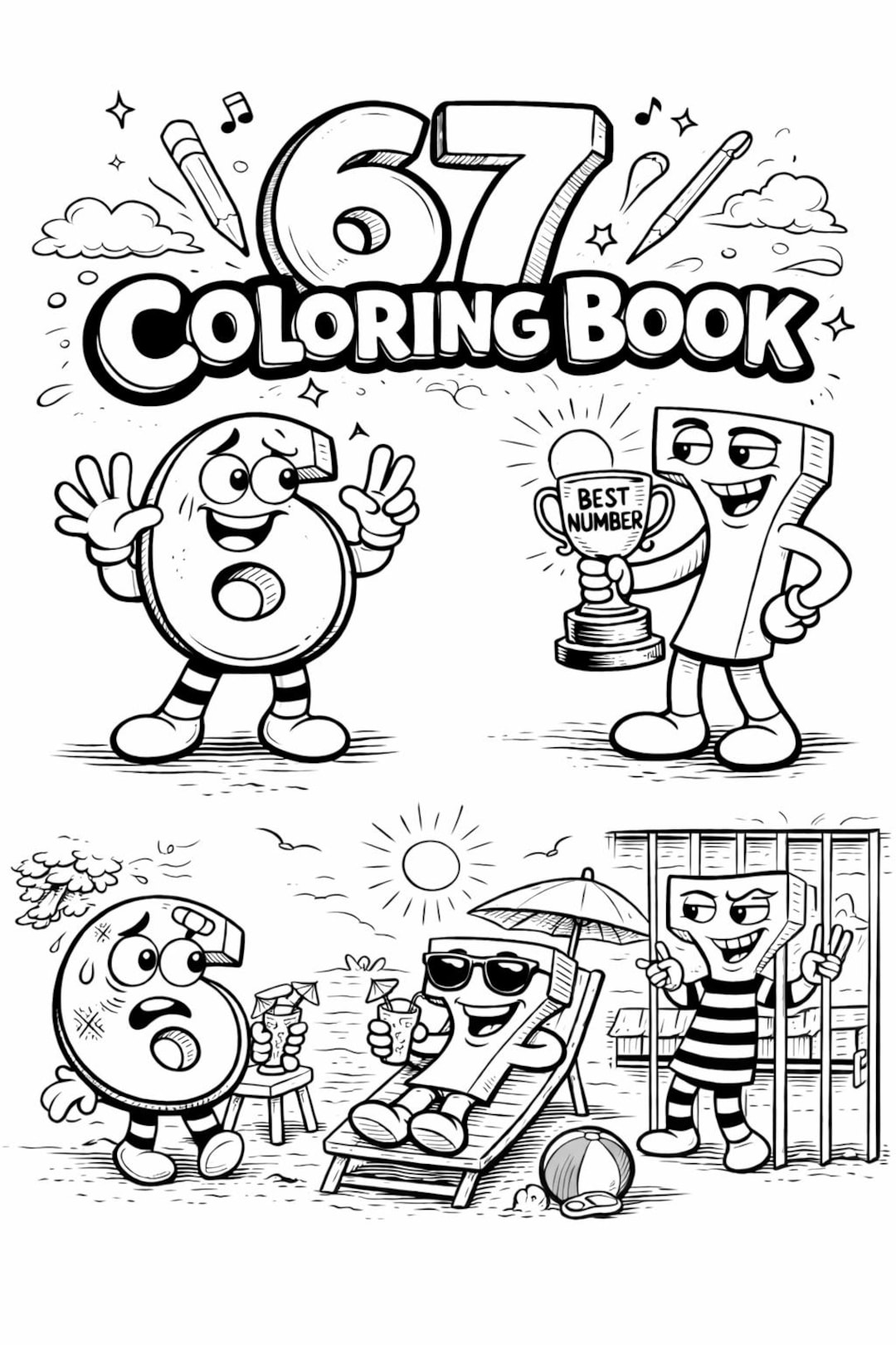 6 7 Meme Coloring Book | Funny Math Joke, Kid-friendly (instant