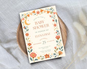 Cielito Lindo Baby Shower Invitation, Mexican Folk Art, Gender Neutral, Papel Picado (Printable Version)