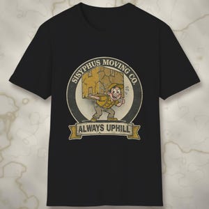Sisyphus Moving Co. Retro T-Shirt | Greek Mythology Dark Humor Tee