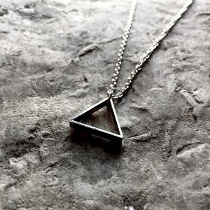 Silver Triangle Necklace / Unisex Silver Necklace image 1