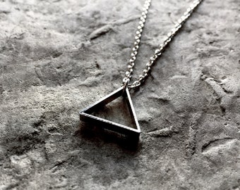 Silver Triangle Necklace / Unisex Silver Necklace