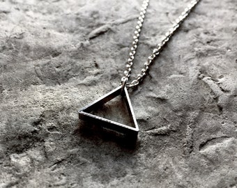 Silver Triangle Necklace / Unisex Silver Necklace