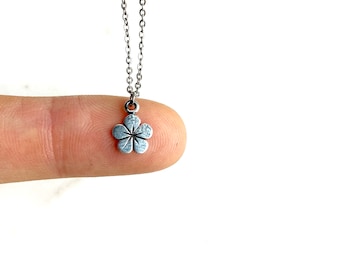 Sterling Silver Tiny Flower Necklace / Flower Jewelry / Forget Me Not / Dainty Flower Jewelry