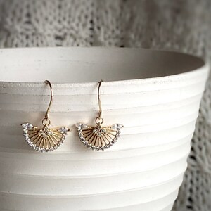 Retro Inspired Fan Earrings / Art Deco Inspired / Fan Earrings / Geometric / Half Moon / Dangle Statement Earrings / Big Earrings