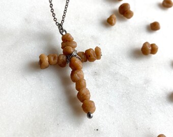 Real Frankincense Cross Necklace / Frankincense Resin / Christian Cross Jewelry / Religious Cross