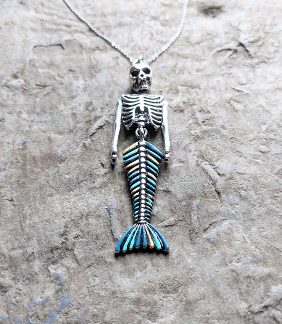 Mermaid Necklace Mermaid Skeleton Fish Scales Mermaid Scales Skeleton Skull Necklace Sea Lover Mermaid Jewelry Strange Necklace Etsy France