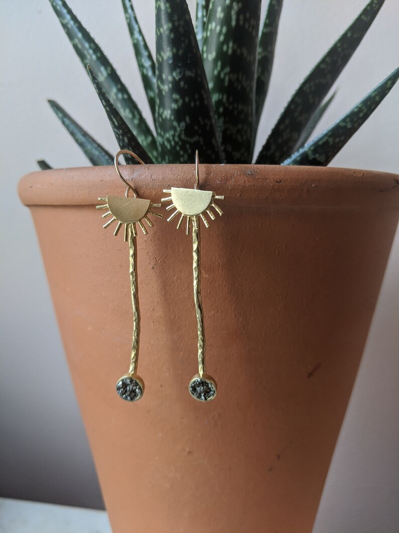 Sun and Moon Earrings dangle earrings celestial jewelry Moon earrings sun earrings brass bohemian jewelry my sun and stars
