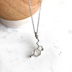 Serotonin Happy Molecule Necklace / Happy Hormone / Biology / Neurotransmitter Necklace / Molecular / Endorphins / Calm Anxiety Necklace