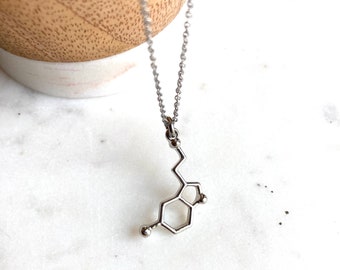 Serotonin Happy Molecule Necklace / Happy Hormone / Biology / Neurotransmitter Necklace / Molecular / Endorphins / Calm Anxiety Necklace