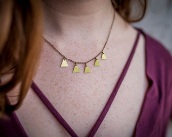 Small Brass Triangles Necklace