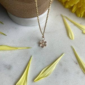 Botanical Opal Flower Necklace / Flower Jewelry / Forget Me Not / Dainty Flower / Delicate Gold Necklace image 5