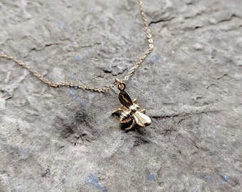 Gold Bee Necklace / Honey Bee Necklace / Bumble Bee Jewelry / Bee Keeper / Bee Lover Gift