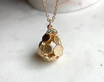 Gold Pear Necklace/ Poire / Bartlett Pear / Pear Jewelry / Green Pear / Fruit Necklace / Vegan / Fruit Gift