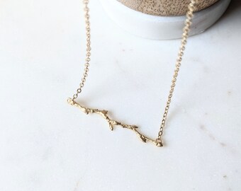 Gold Twig Necklace - branch necklace - dainty twig choker - delicate twig necklace - twig - stick necklace - gold plated twig