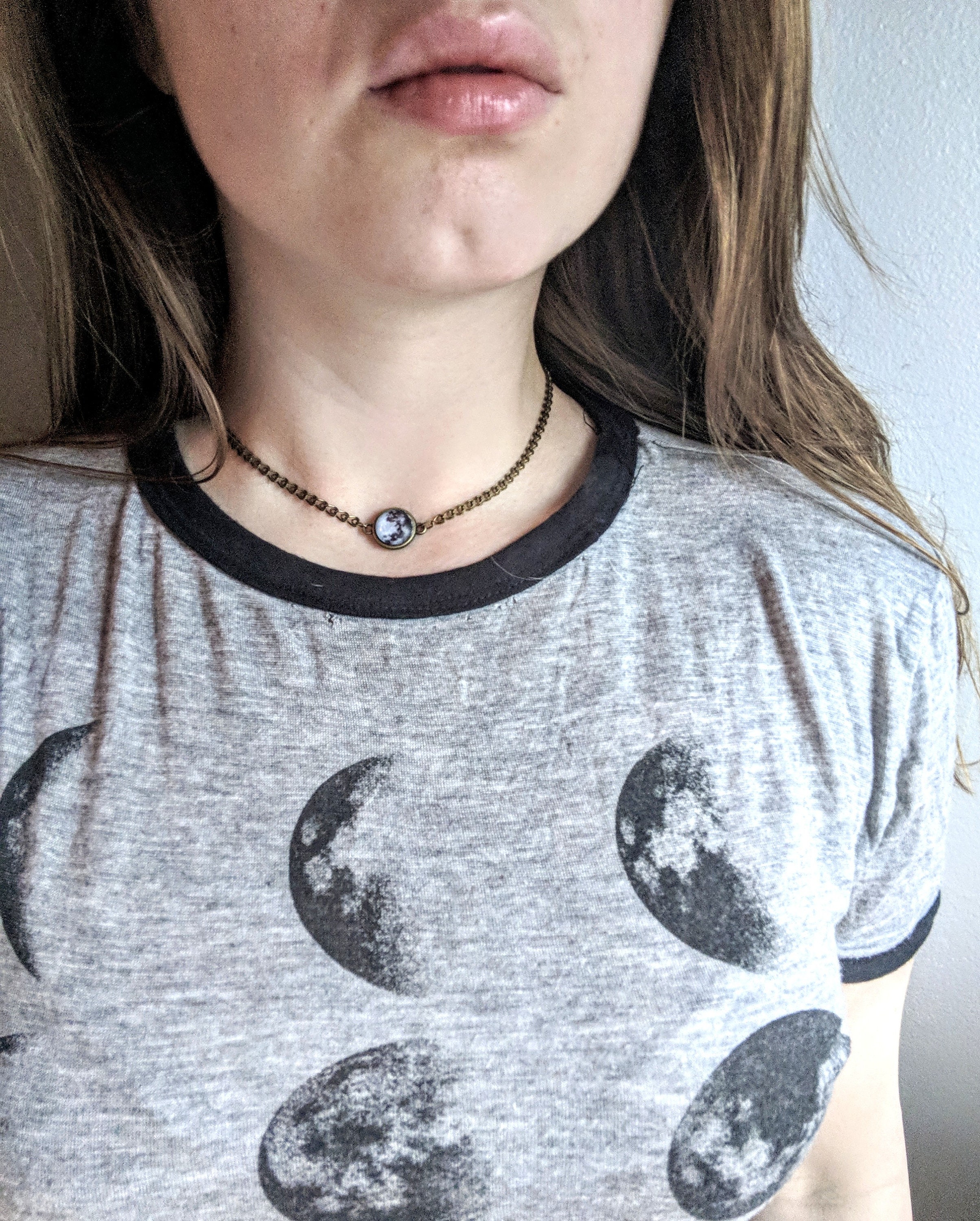 Full Moon Choker Necklace on Brass Chain - Etsy