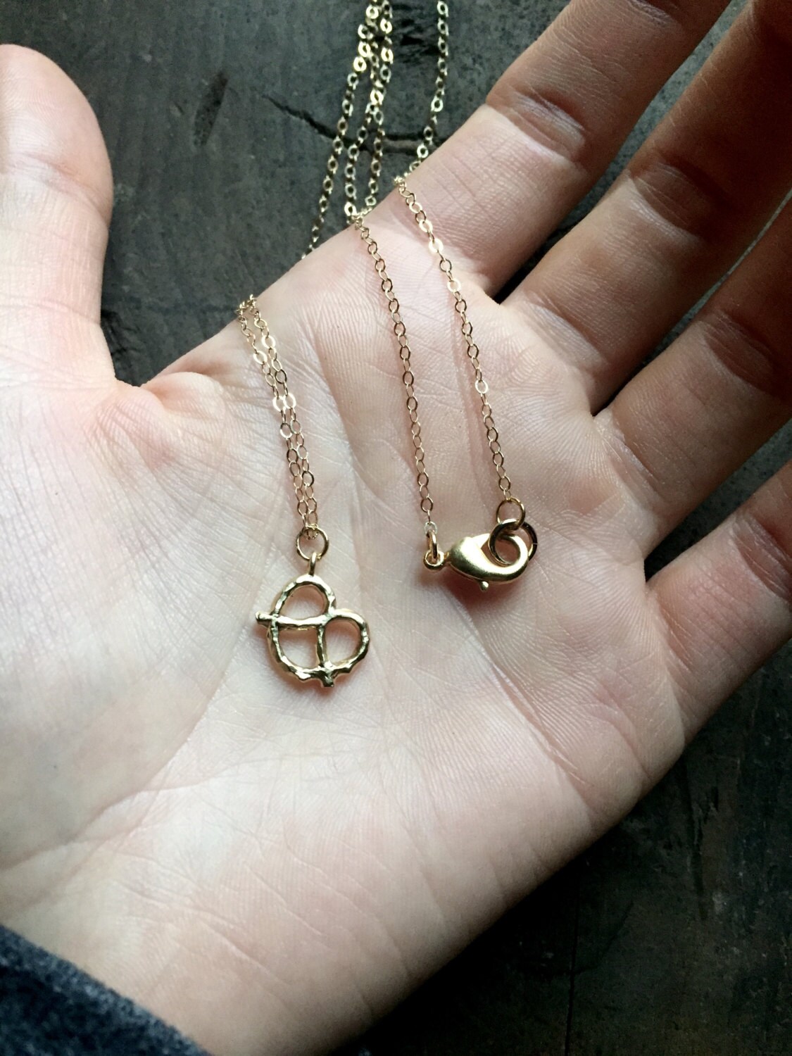 Gold Pretzel Necklace / Dainty Gold Necklace / Delicate Gold Etsy Ireland