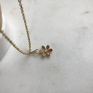 Botanical Opal Flower Necklace / Flower Jewelry / Forget Me Not / Dainty Flower / Delicate Gold Necklace image 6