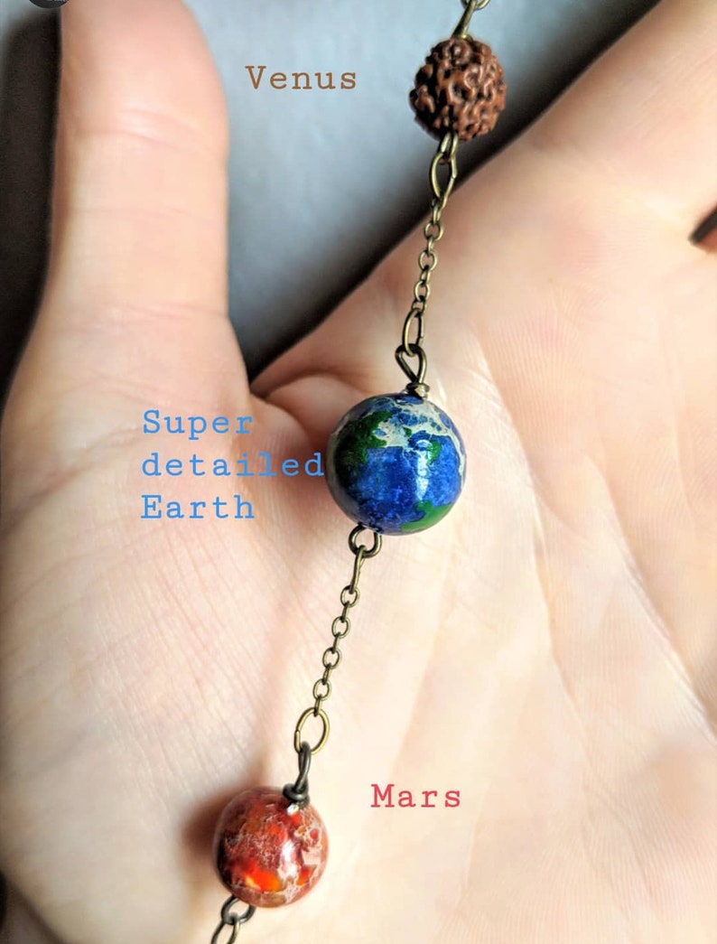 Planet Necklace Planets Jewelry Galaxy Necklace, Galaxy Jewelry Solar System Necklace space jewelry image 5