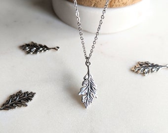 Sterling Silver Oak Leaf Necklace / Miniature Oak Leaf / Leaf Jewelry / Silver Leaf / Oak Tree / Sterling Silver Necklace