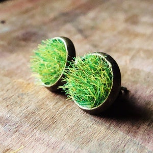 Green Grass Earrings, Green Plant Jewelry, Nature Lover, Moss Earrings, Real Moss Earrings, Studs, Stud Earrings, Unique Gift Christmas Gift image 3